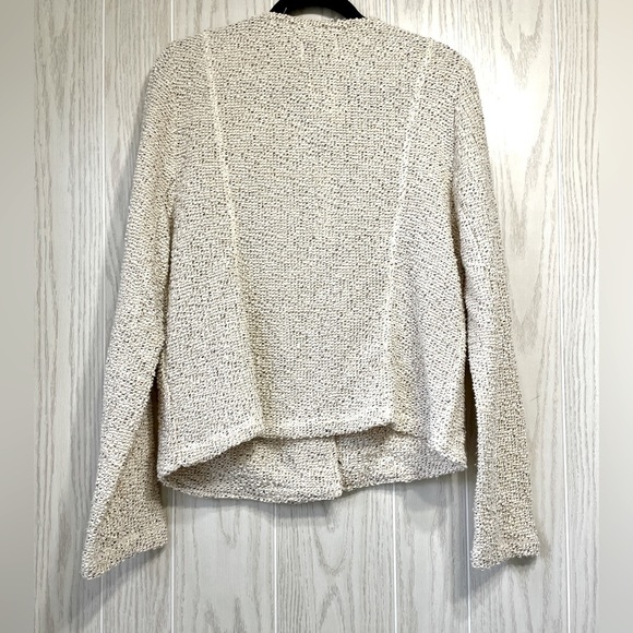 Kut from the Kloth White Marled Moto Zip Jacket  Large Slash Front Pockets NWT - Picture 4 of 5